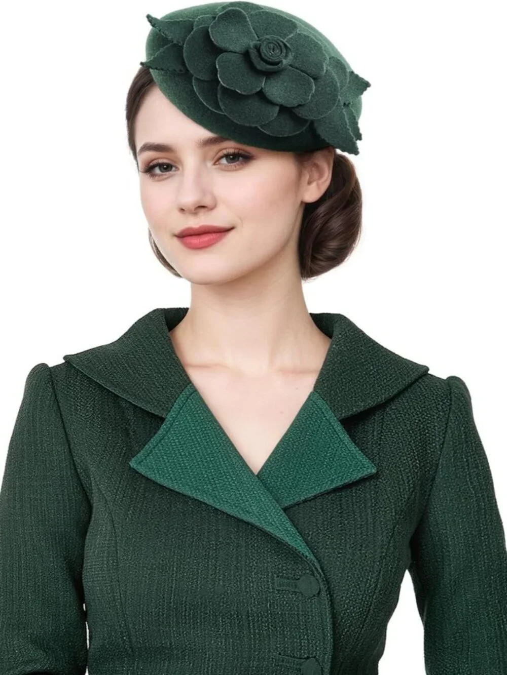 Women's Wool Fashion Blend French Beret Hats Party Fascinators Green
